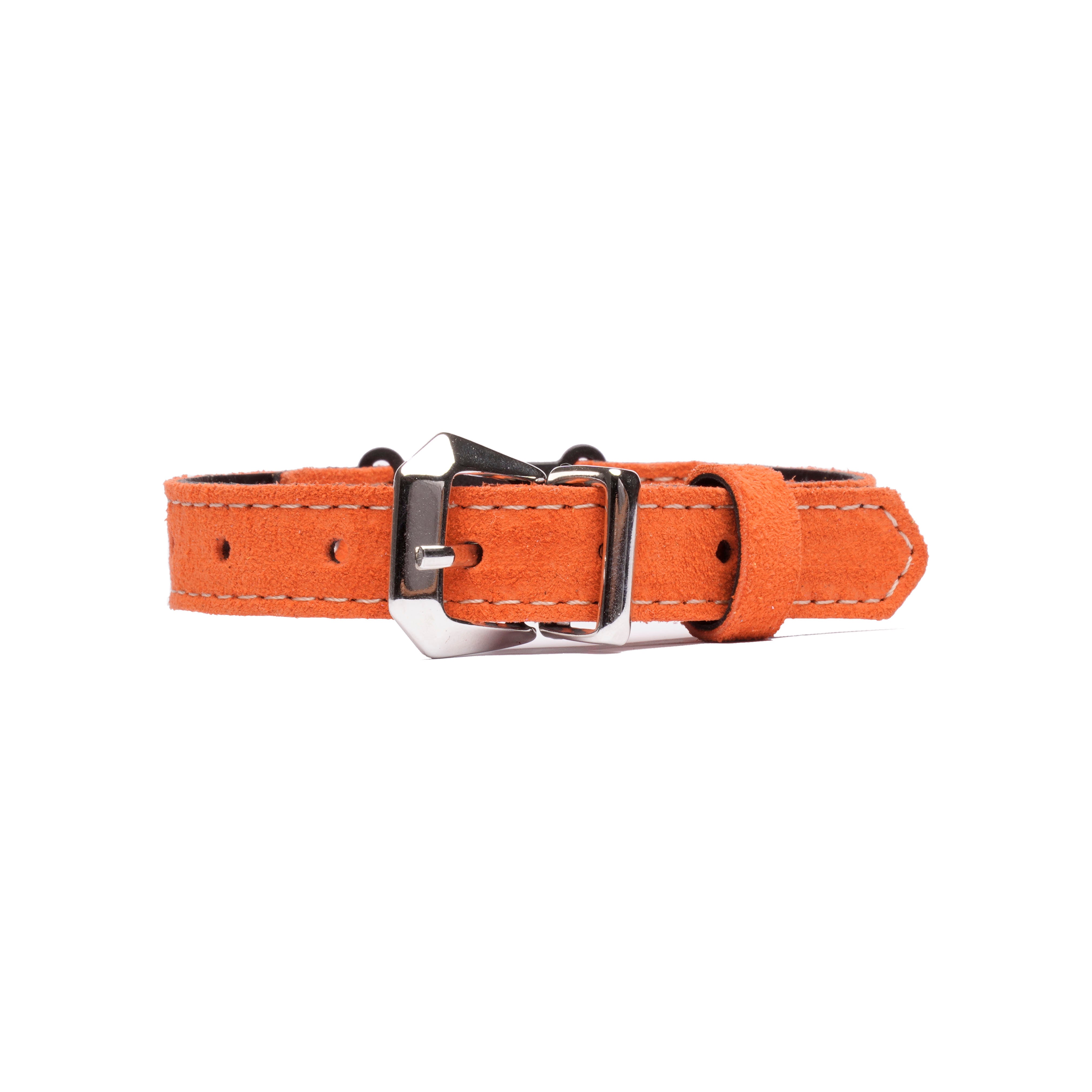 Orange Suede Leather Cat Collar – Adjustable Breakaway Handmade Collar for Cats & Kittens