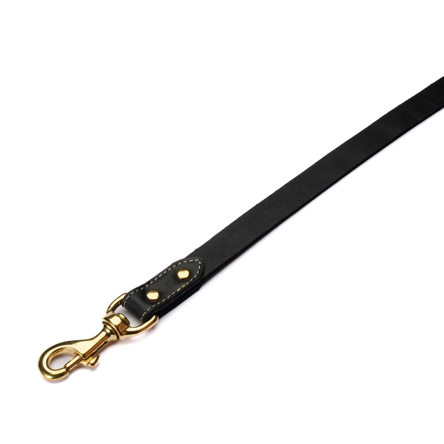 Black Leather Dog Leash – Handmade with Black Lead & Brass Hardware