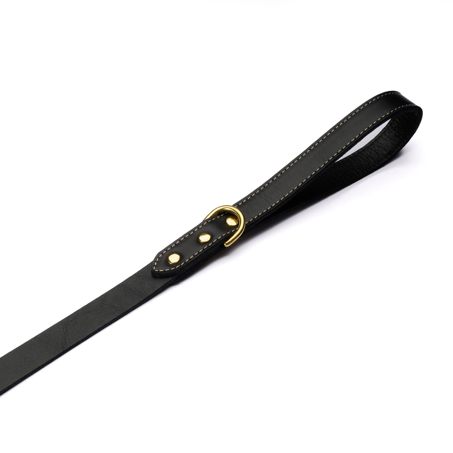 Black Leather Dog Leash – Handmade with Black Lead & Brass Hardware