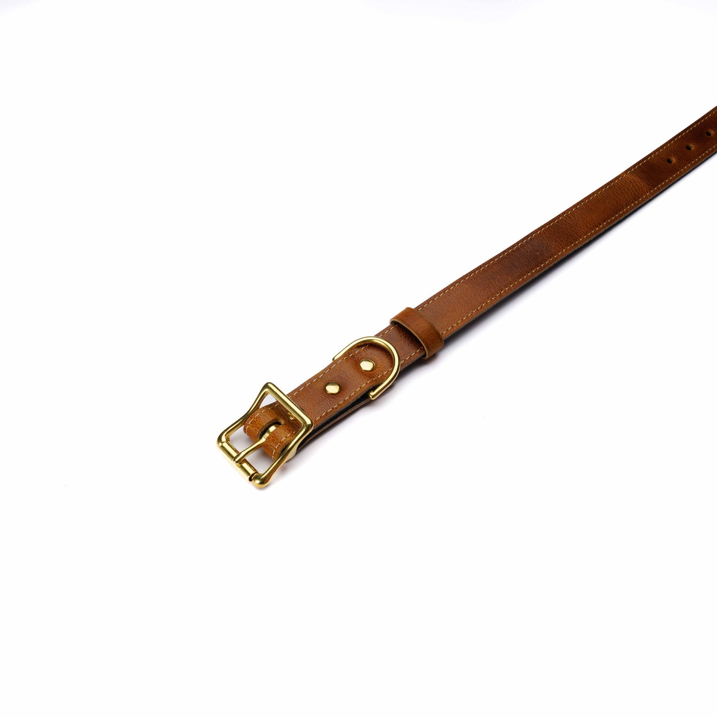 Chestnut Leather Dog Collar – Handmade with Solid Brass Hardware