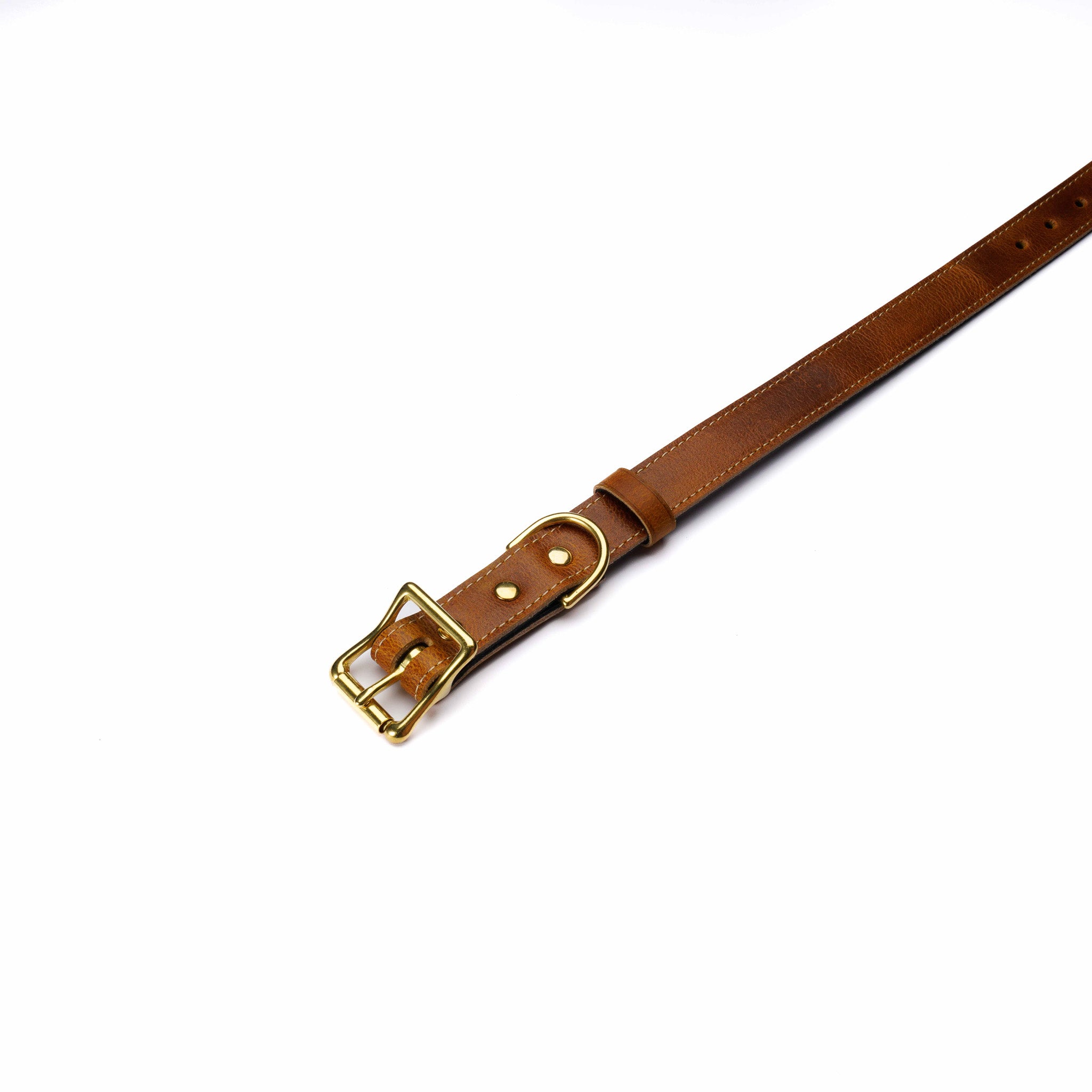 Chestnut Leather Dog Collar – Handmade with Solid Brass Hardware