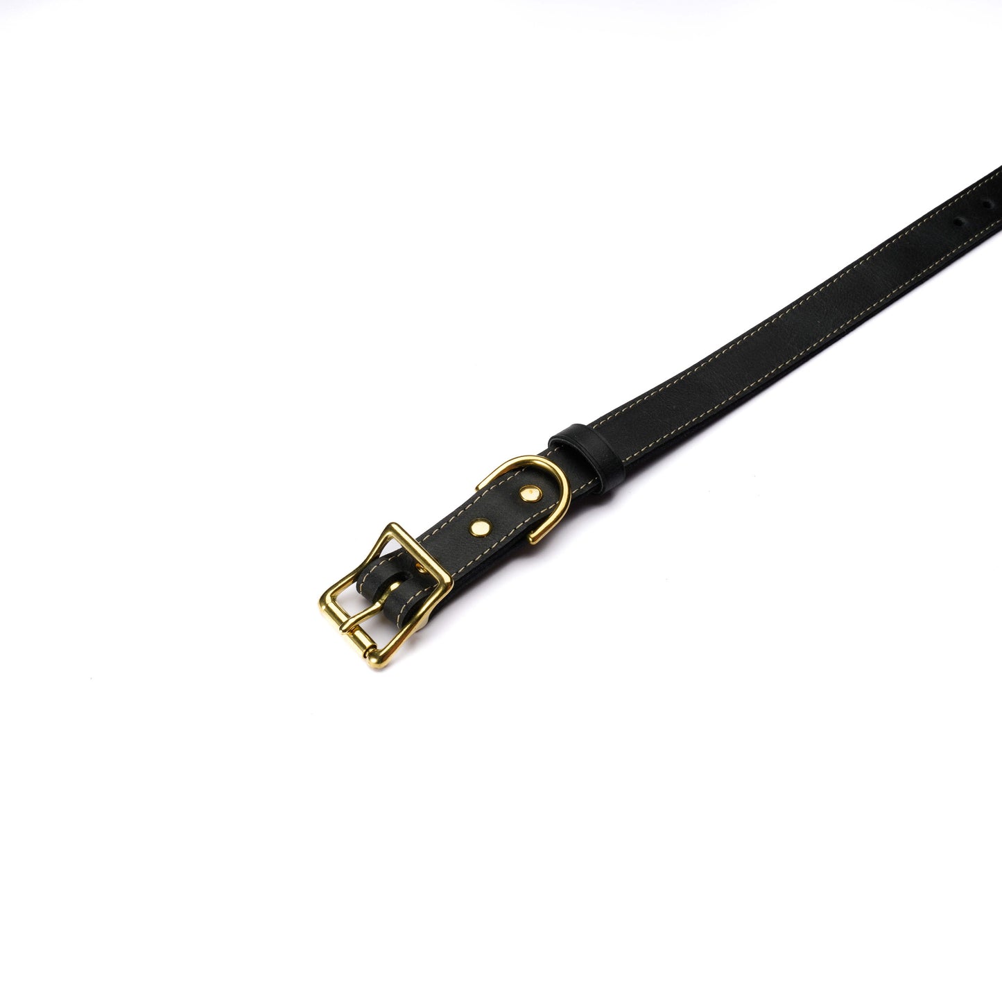 Black Leather Dog Collar – Handmade with Solid Brass Hardware