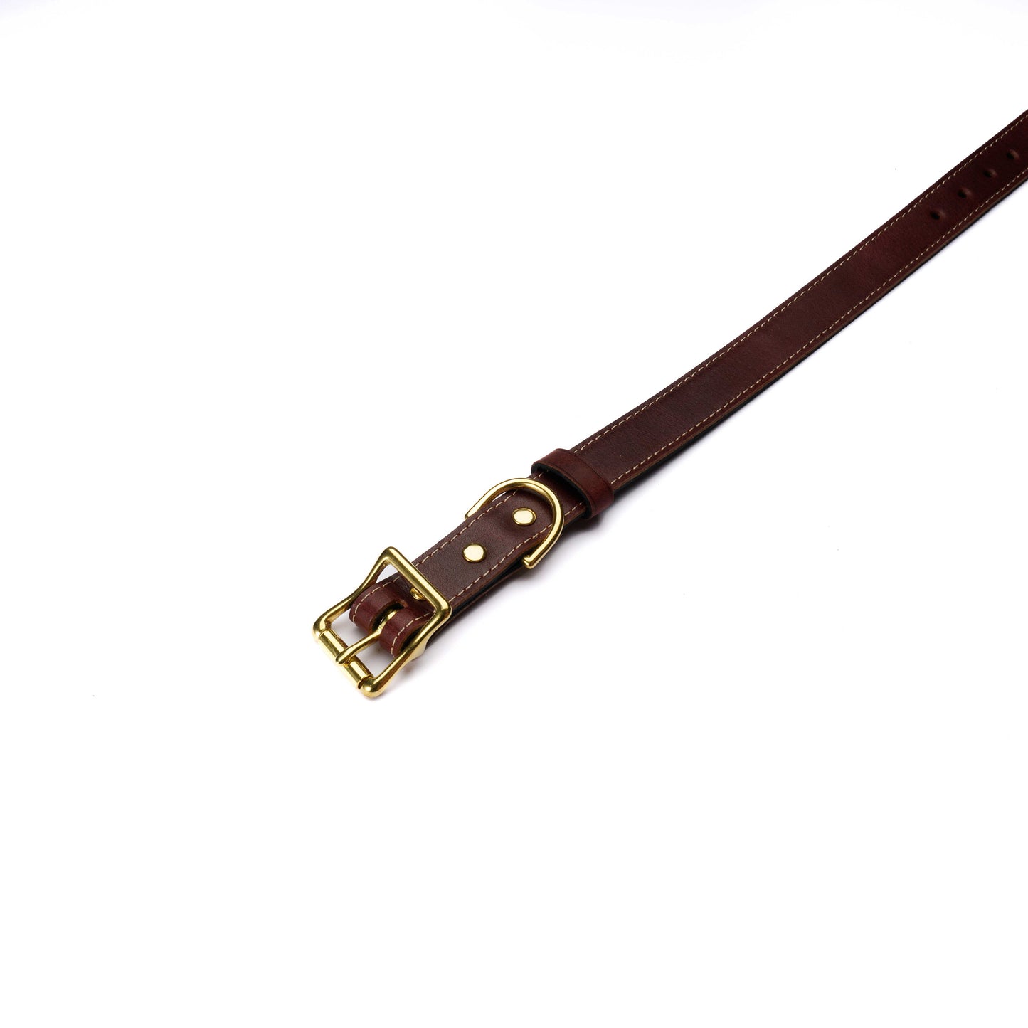 Burgundy Leather Dog Collar – Handmade with Solid Brass Hardware