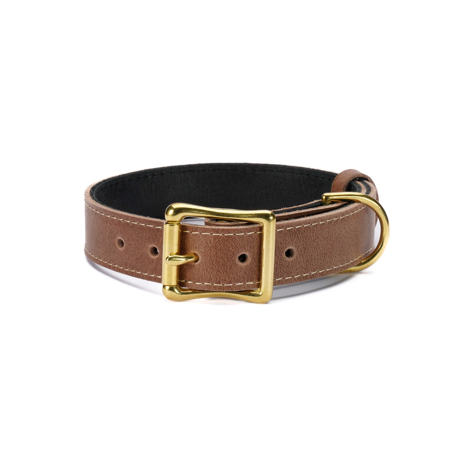 Tan Leather Dog Collar – Handmade with Solid Brass Hardware
