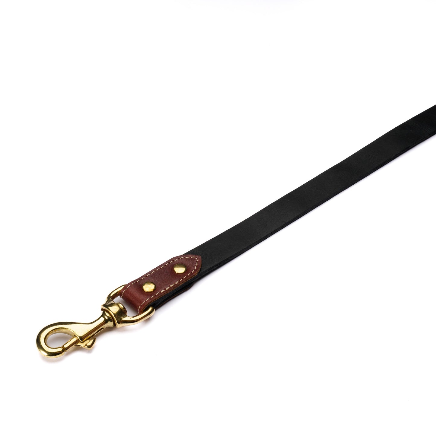 Burgundy Leather Dog Leash – Handmade with Black Lead & Brass Hardware