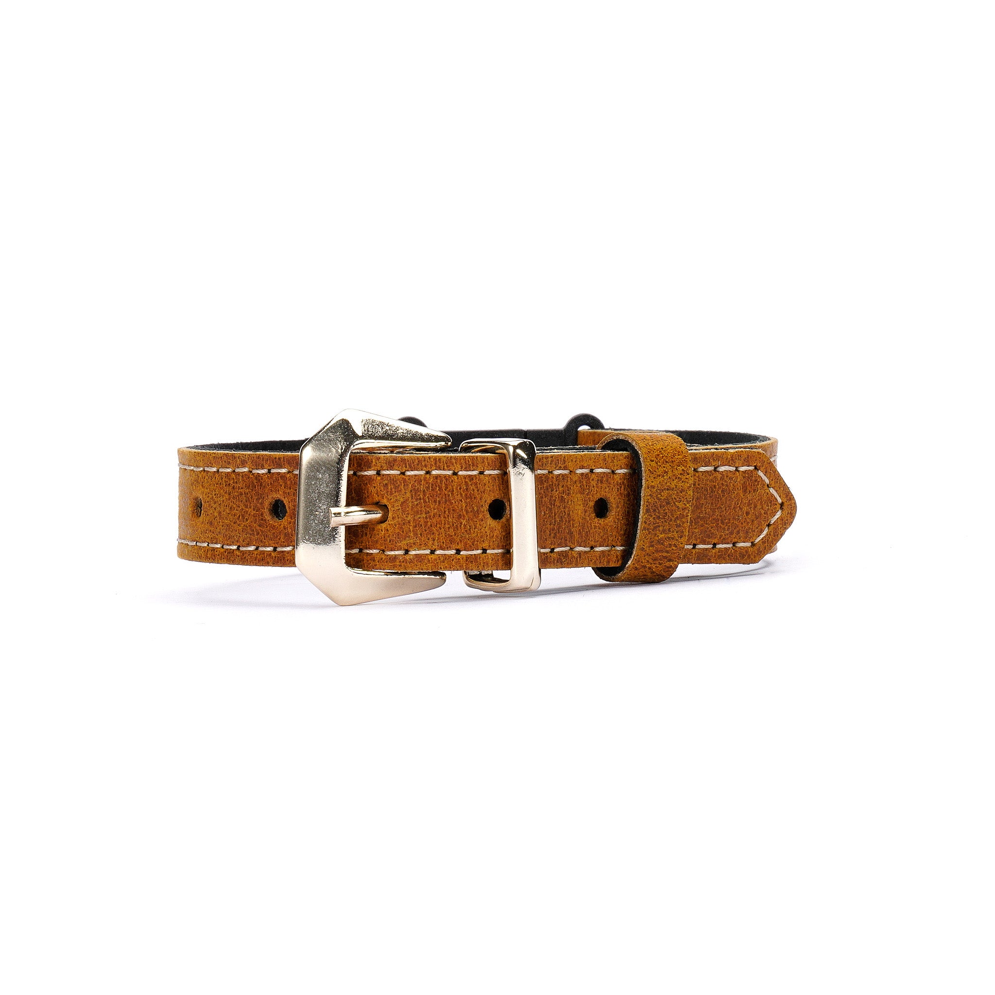 Chestnut Waxed Leather Cat Collar – Handmade Breakaway Safety Collar