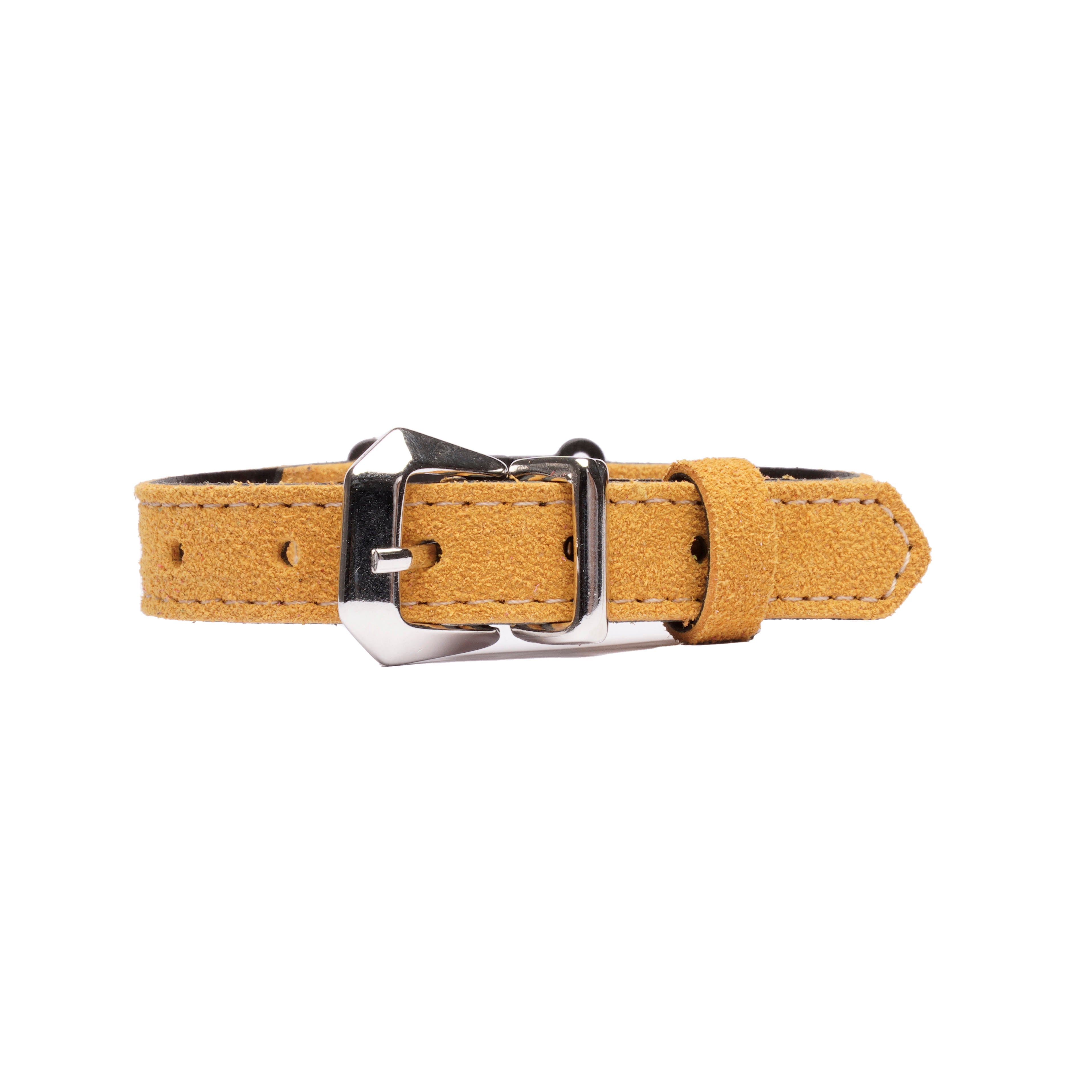 Mustard Yellow Suede Leather Cat Collar – Adjustable Breakaway Handmade Collar for Cats & Kittens